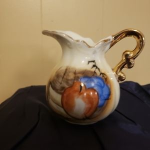 Vintage Artmark Made in Japan miniature pitcher. Fruit design with gold trim